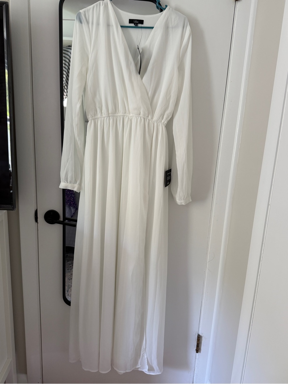 Lulu's White Long Sleeve Maxi Dress